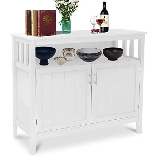 Depointer Life Kitchen Storage Sideboard Dining Buffet Server Cabinet Cupboard, Free Standing Storage Chest with 2 Doors and Adjustable Shelves Open Shelf for Kitchen,Bedroom,Dining Room