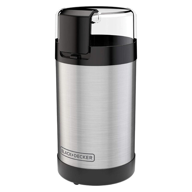 BLACK+DECKER One Touch Coffee Grinder, CBG110S,2/3 Cup Coffee Bean Capacity, Push-Button Control, Stainless Steel Blades