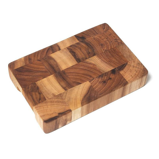 Lipper International 7217 Teak 6" End Grain Cutting Board with Cut Out Handles