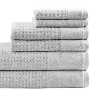 6pc Waffle Cotton Bath Towel Set