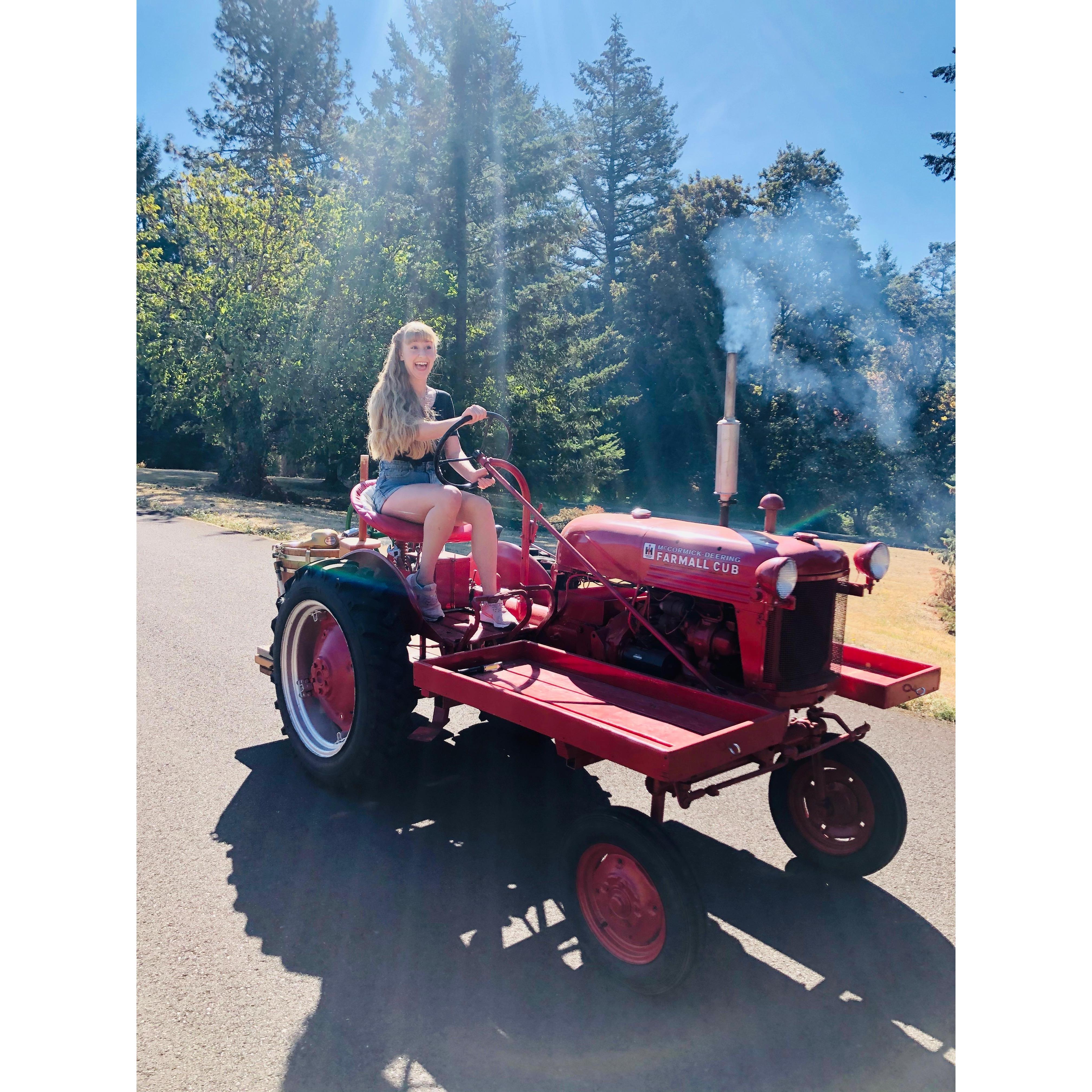 First time driving Drew's tractor
