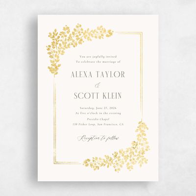 Beige Wedding Invitation - Calla Portrait Foil