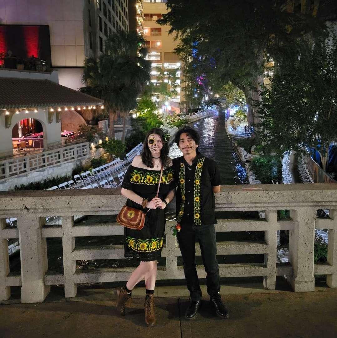 Dia de los muertos parade in San Antonio. We saw so many beautiful floats and got to eat some delicious pizza later that night.