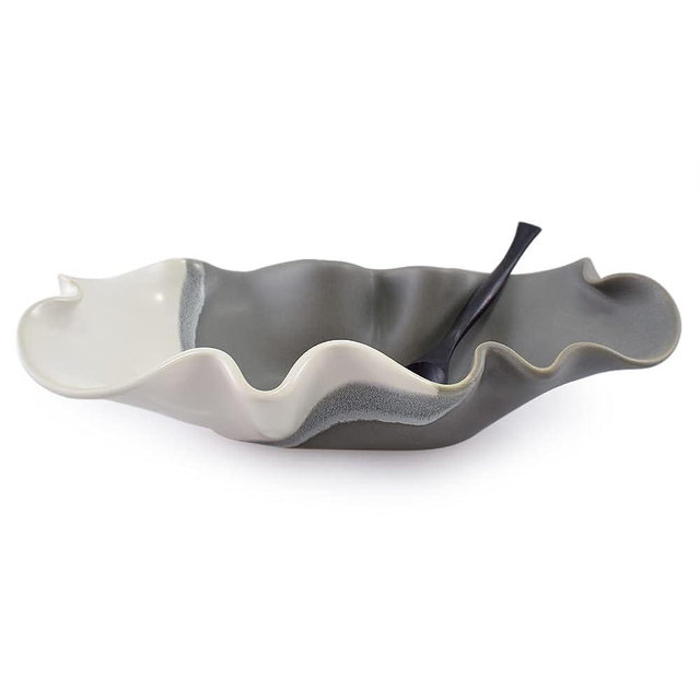 Modern Artisans Hilborn Pottery Contemporary Twist Collection: Oblong Wave Bowl, 11"
