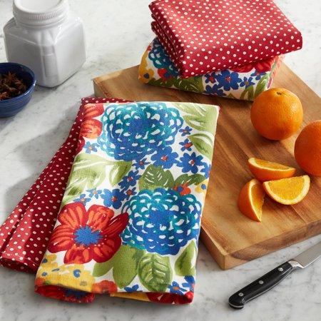 The Pioneer Woman Dazzling Dahlias Kitchen Towels, Set of 4