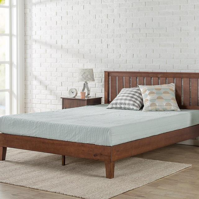 Zinus 12 Inch Deluxe Wood Platform Bed with Headboard/No Box Spring Needed/Wood Slat Support/Antique Espresso Finish, Queen