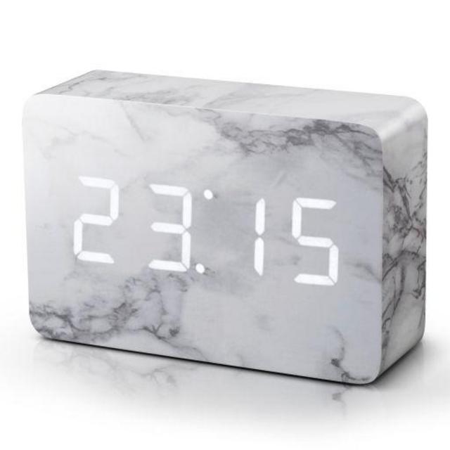 Brick Click Clock Marble / White LED