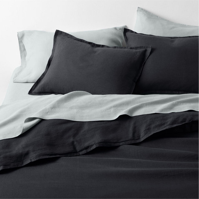 Aire Natural EUROPEAN FLAX ™-Certified Linen Midnight Navy Blue King Duvet Cover