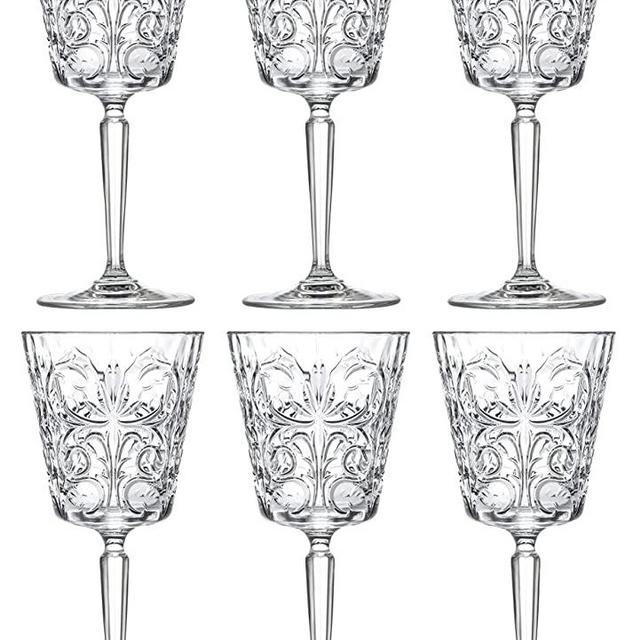 Goblet - Red Wine Glass - Water Glass - Stemmed Glasses - Set of 6 Goblets - Lead Free Crystal - 11 oz. - Tattoo Designed -Beautifully Designed - by Barski - Made in Europe