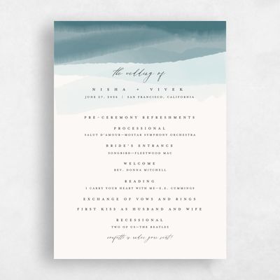 Blue Simple Wedding Program - Halloway