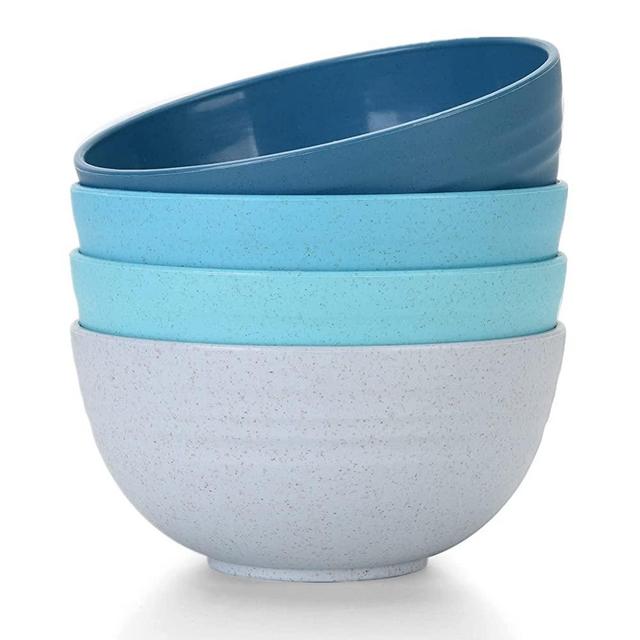 [Set of 4] Unbreakable Cereal Bowls 24 OZ Microwave and Dishwasher Safe BPA Free E-Co Friendly Bowl Assorted Color Dessert Bowls for Serving Soup, Oatmeal, Pasta and Salad