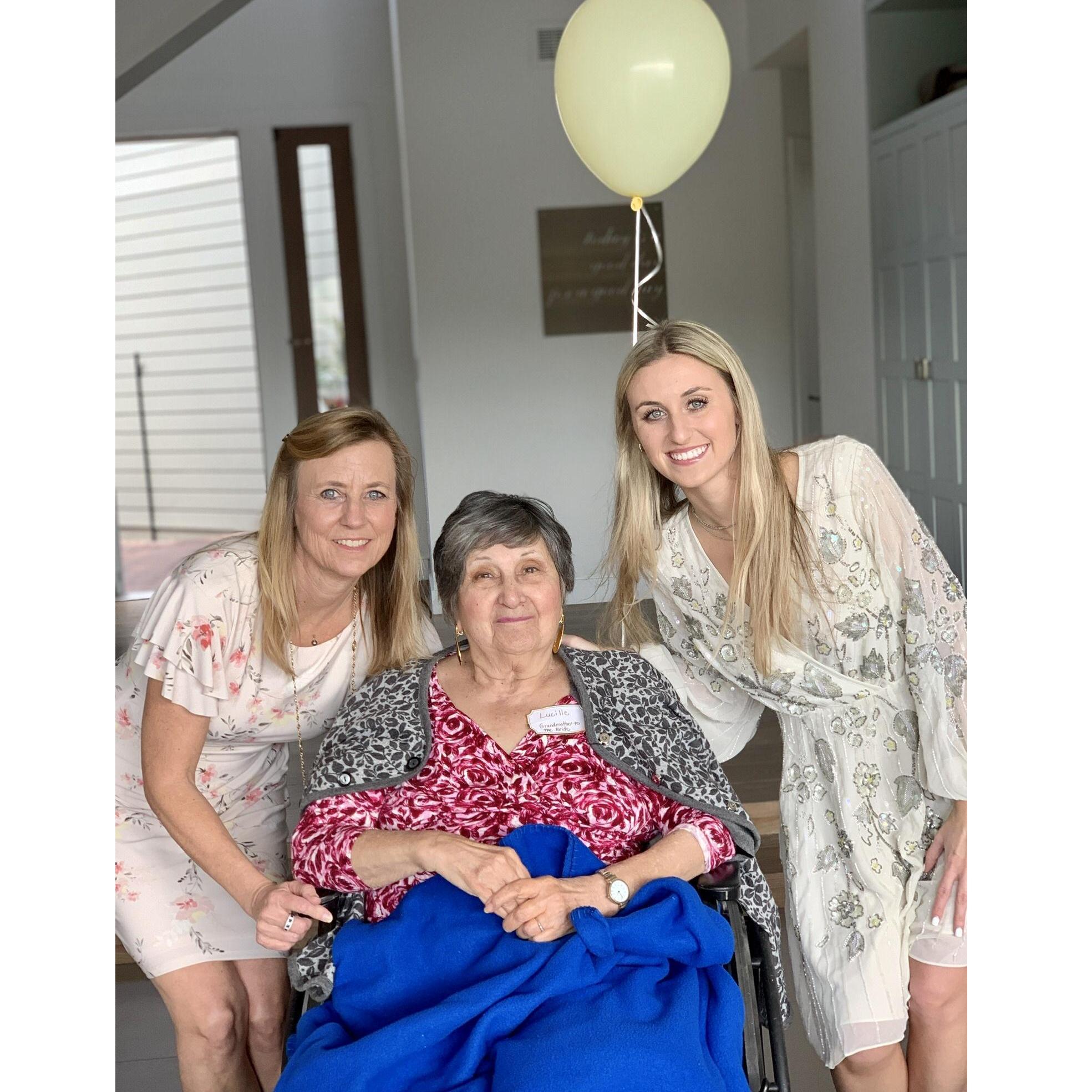 Cheryl, Lucille (Grandma), & Megan at Bridal Shower in LB