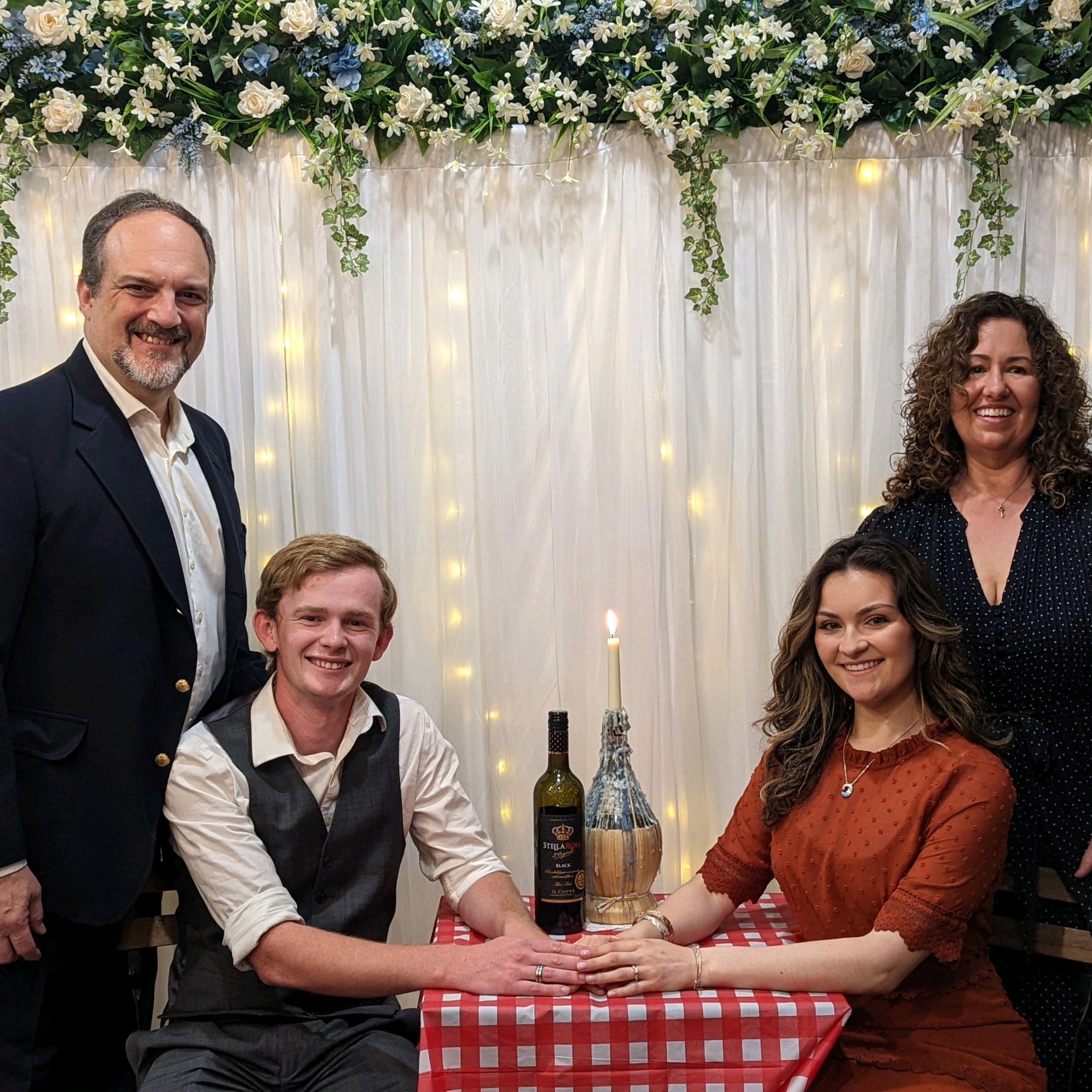 Victoria's parents, Dr. and Mrs. Edward E. Bender, threw Nolan and Victoria a "Lady and the Tramp" themed engagement party.