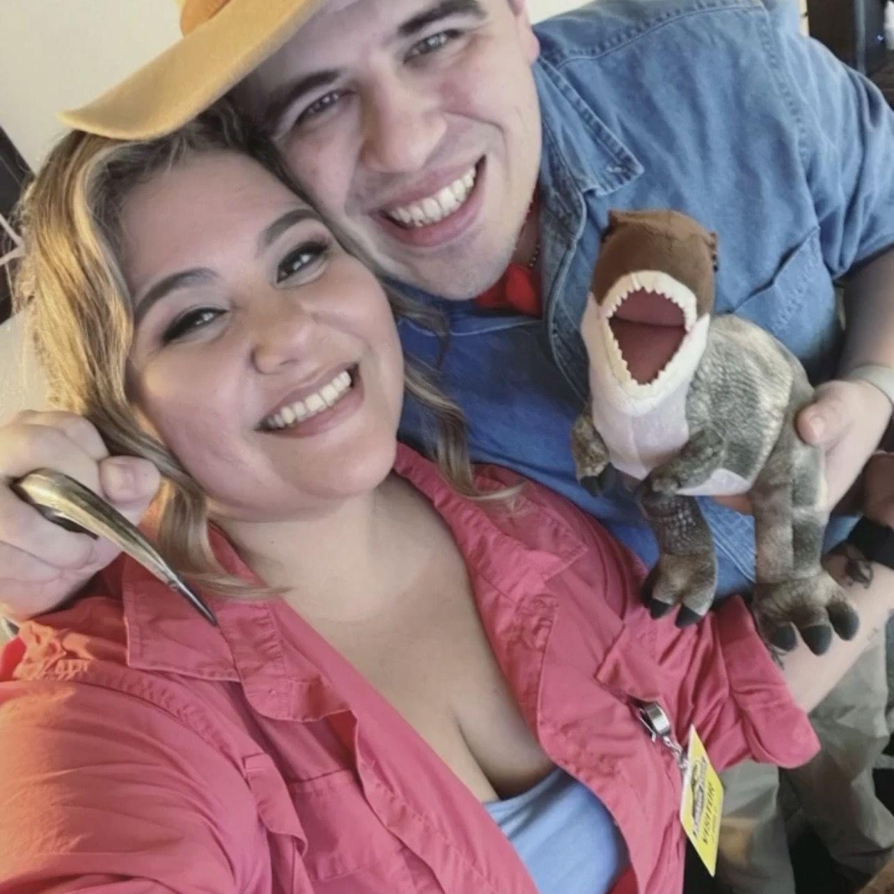Happy to have found someone to play dress up!! We love our dinosaurs.