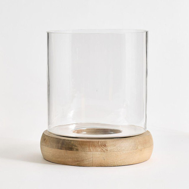 Laguna Mango Wood Hurricane: Natural/Clear: Medium 11X11X12.25"