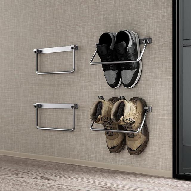 Safoner RV Shoe Storage Solution- Aluminum Camper Shoe Rack, Wall-Mounted Organizer Shelf, Efficient Space-Saving Holder for Various Footwear, Essential Accessories for Travel Trailers- 4 Packs