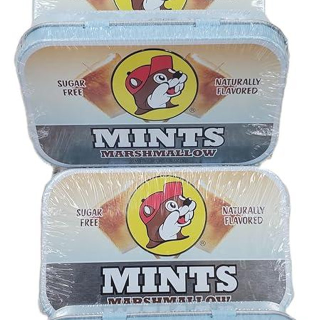 Buc-ee's 2025 Gluten Free & Sugar Free Mints - 50 mints Tin Can, Pack of 5 Non-GMO - Vegan - Soy Free - Natural Flavor (Marshmallow)