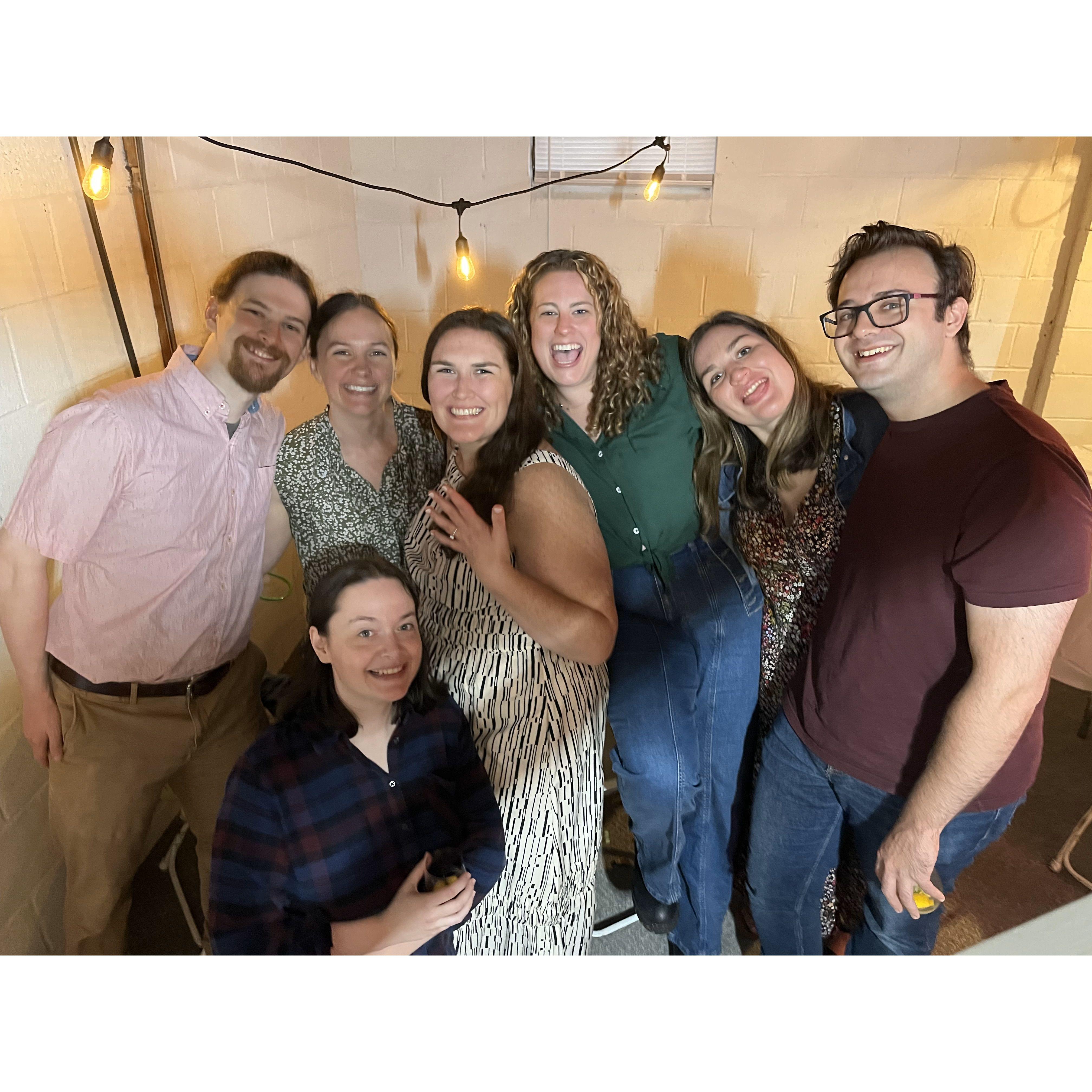 Maggie's RPI friends at her Engagement party, pictured includes Katie, Erik, Andrew, Steph, Sarah, and Meredith