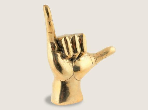 The Shaka Hand - Mahalo Hand - Hang Loose - Brass Hand Sign - Solid Brass Accessory - Brass Mahalo - Brass Shaka Hand