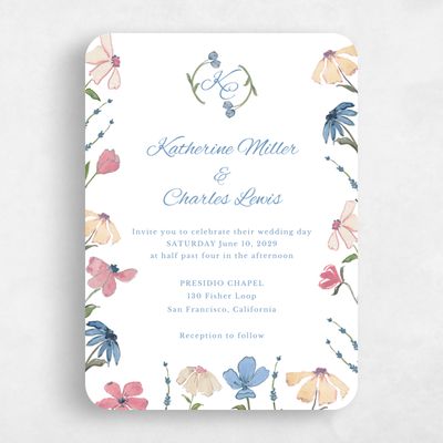 White Rounded Wedding Invitation - Mireille Portrait