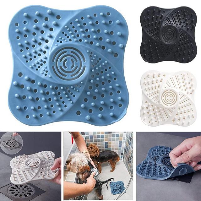 Shower Hair Catcher, Shower Drain Cover, Silicone Drain Cover with Suction Cups for Bathroom, Bathtub, Sink and Kitchen drains (Pack of 3)