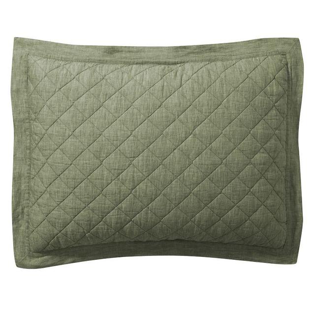 Belgian Flax Linen Diamond Standard Shams, Set of 2 Loden
