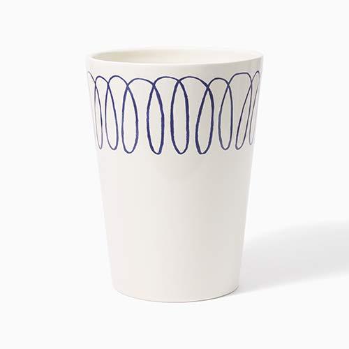 Kate Spade New York Charlotte Street Bath Accessories Wastebasket, White/Navy