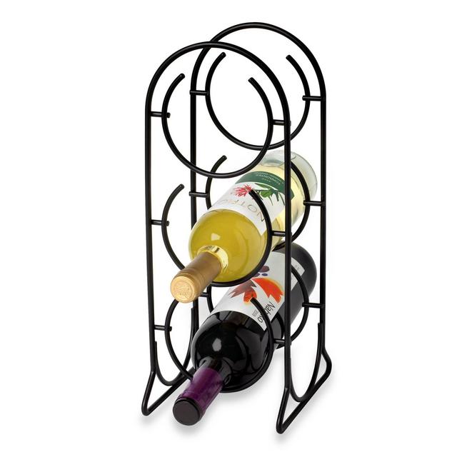 Spectrum Horseshoe 3-Bottle Metal Wine Rack in Black