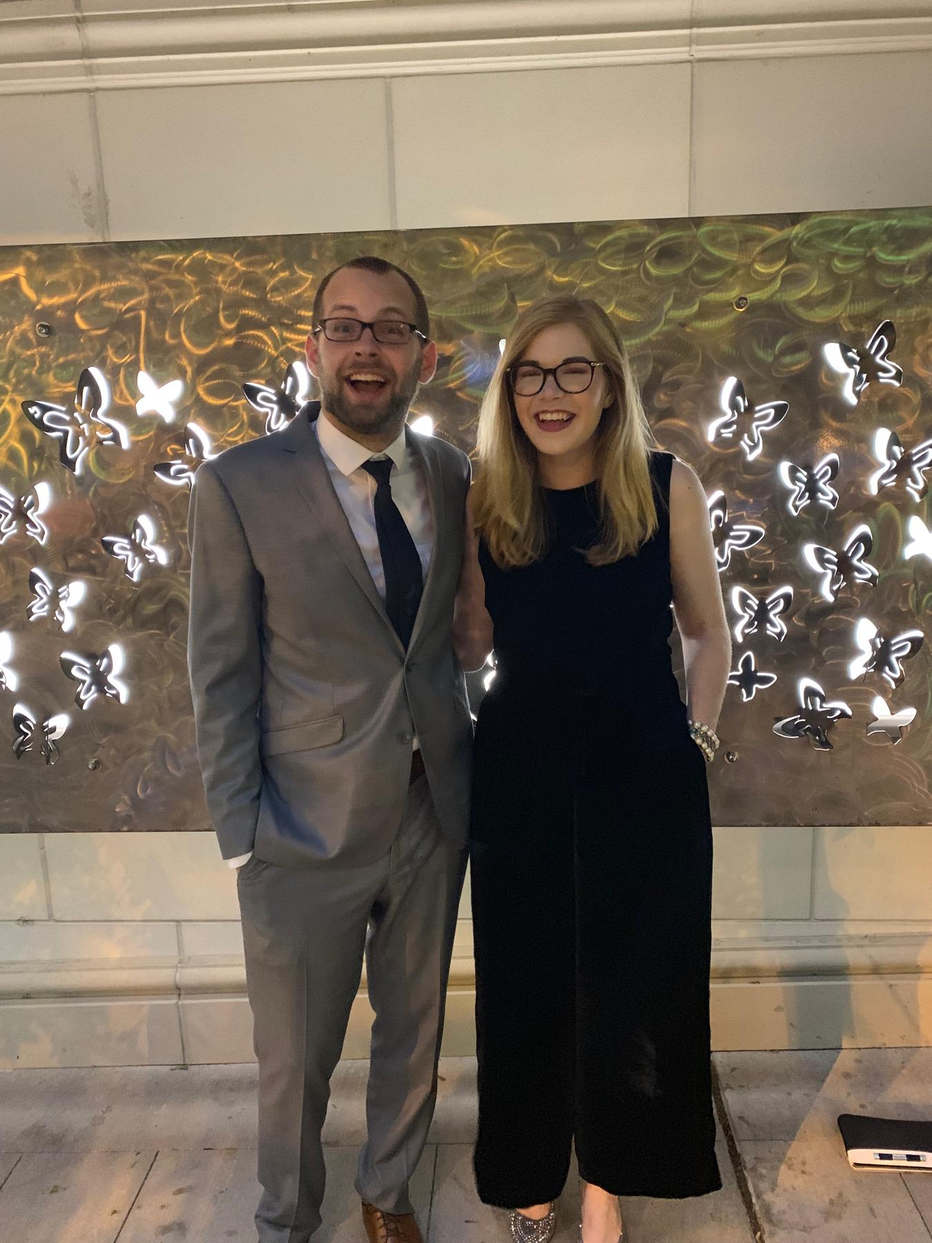 Another friends-as-dates photo. The light fixture in the background no longer exists, but it will live on forever with us!
