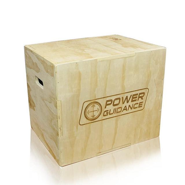 POWER GUIDANCE 3 in 1 Wood & Soft Plyometric Jump Box, Plyo Box for Jump Training and Conditioning - 30/24/20, 24/20/18, 16/14/12