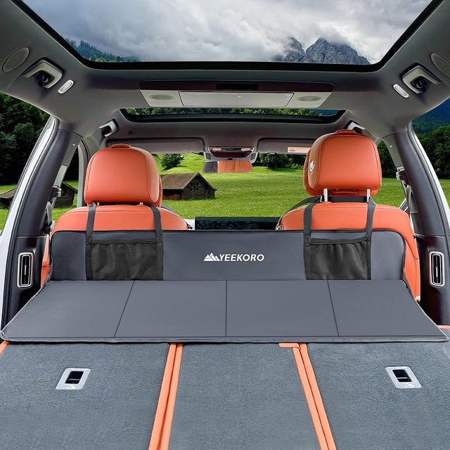 YEEKORO Car Rear Seat Mattress Extension Plate, Foldable Car Back Seat Extender，Portable Mattress for Sleeping, Increase Travel Trunk Space and Car Bed Camping Space for Car, SUV, Model Y/3