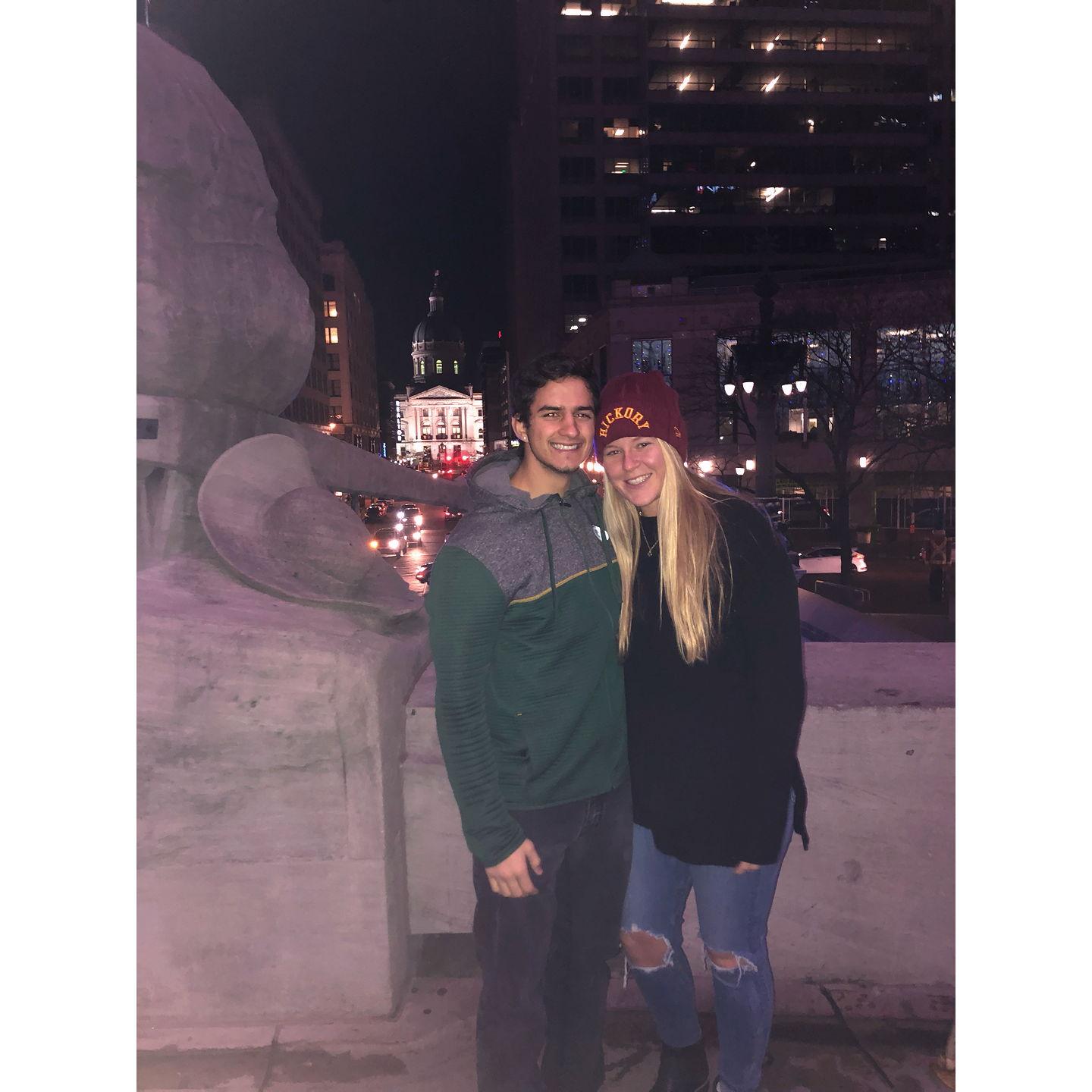 Our first date as an official couple was to downtown Indianapolis to watch a Pacers game with friends!