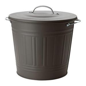 KNODD Bin with lid, gray