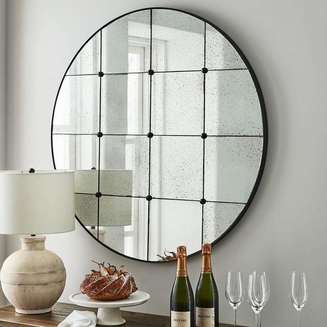 Markle Round Antique Glass Wall Mirror, 40.5"