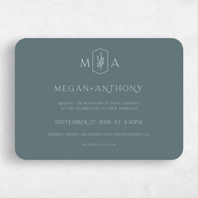 Blue Rounded Wedding Invitation - Eldridge Landscape