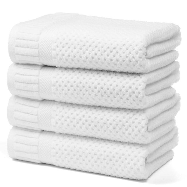 DIGEU 100% Cotton Bath Towels for Bathroom,Highly Absorbent Bath Towels Set Quick Dry,Luxury Soft Towels for Hotel (4, Bright White)