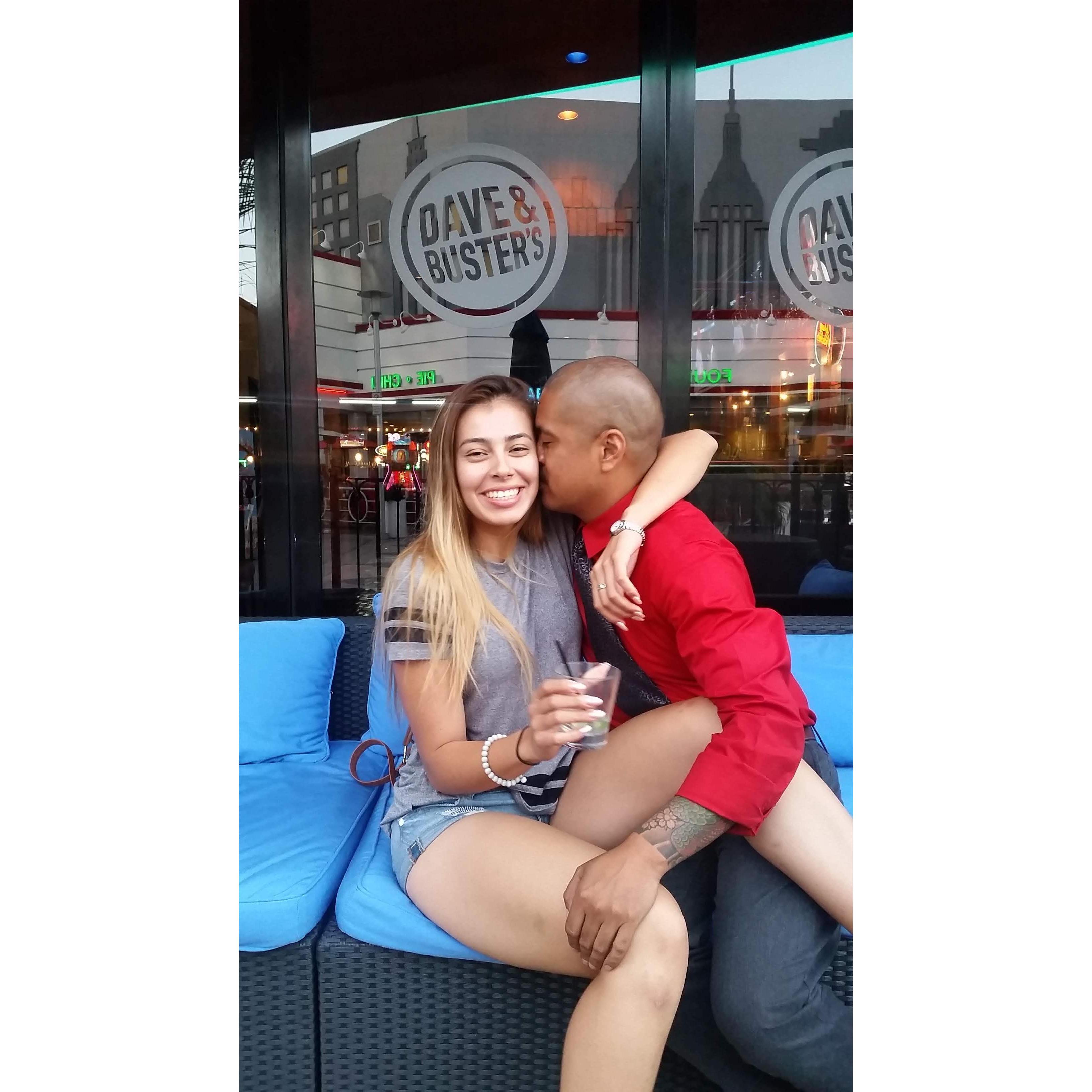 Back when we were still in the closet about our relationship and we'd go to Dave & Busters for their happy hour after Jason would get off of work.