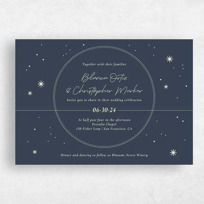 Grayed Navy, Blue Wedding Invitation - Splendor Landscape