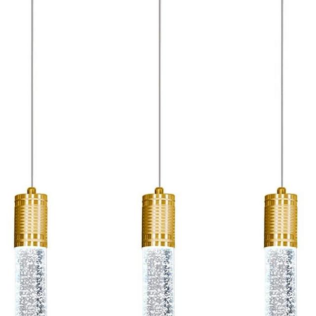 3 Lights Independent Kitchen Island Dining Room Lights Gold Pendant Light Fixtures Linear Chandeliers 3 Pendant Lights for Kitchen Island Modern Pendant Light Fixtures, Day Light Bulbs Included