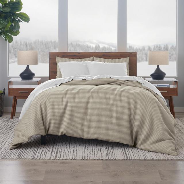French Linen Cotton Natural Black Pin Stripe Duvet Cover Set - King/Cal King