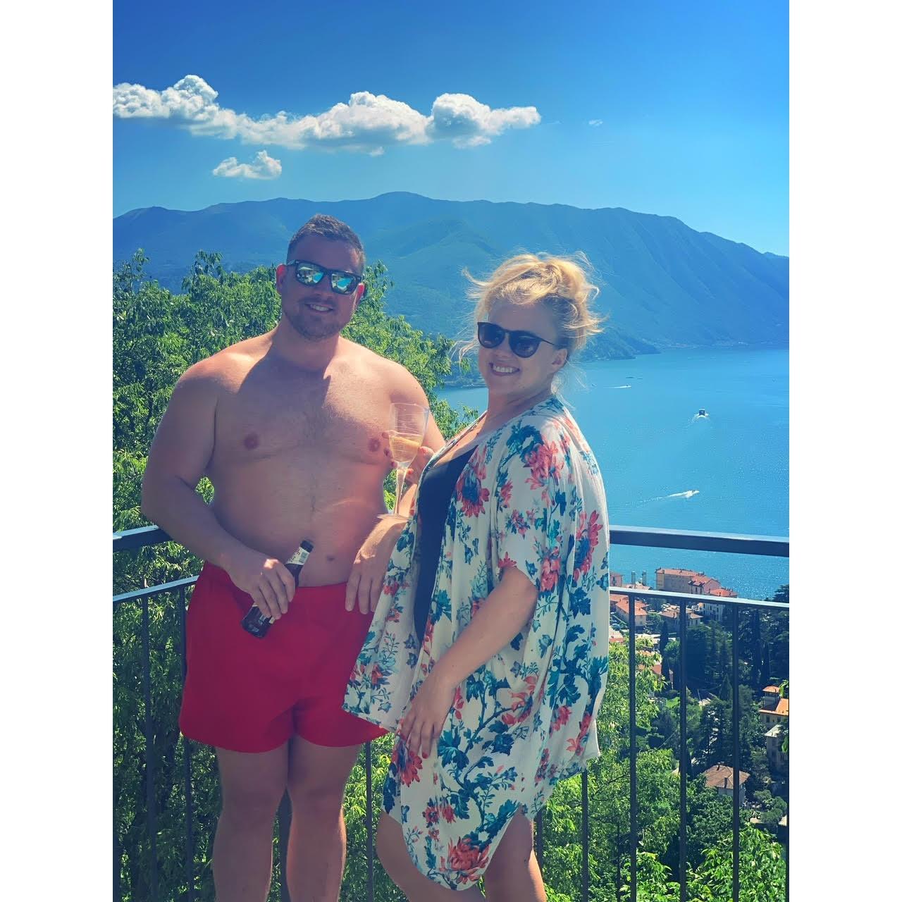 Enjoying a hilltop pool on Lake Como in Italy.