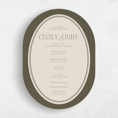 Green Oval Wedding Program - Anara