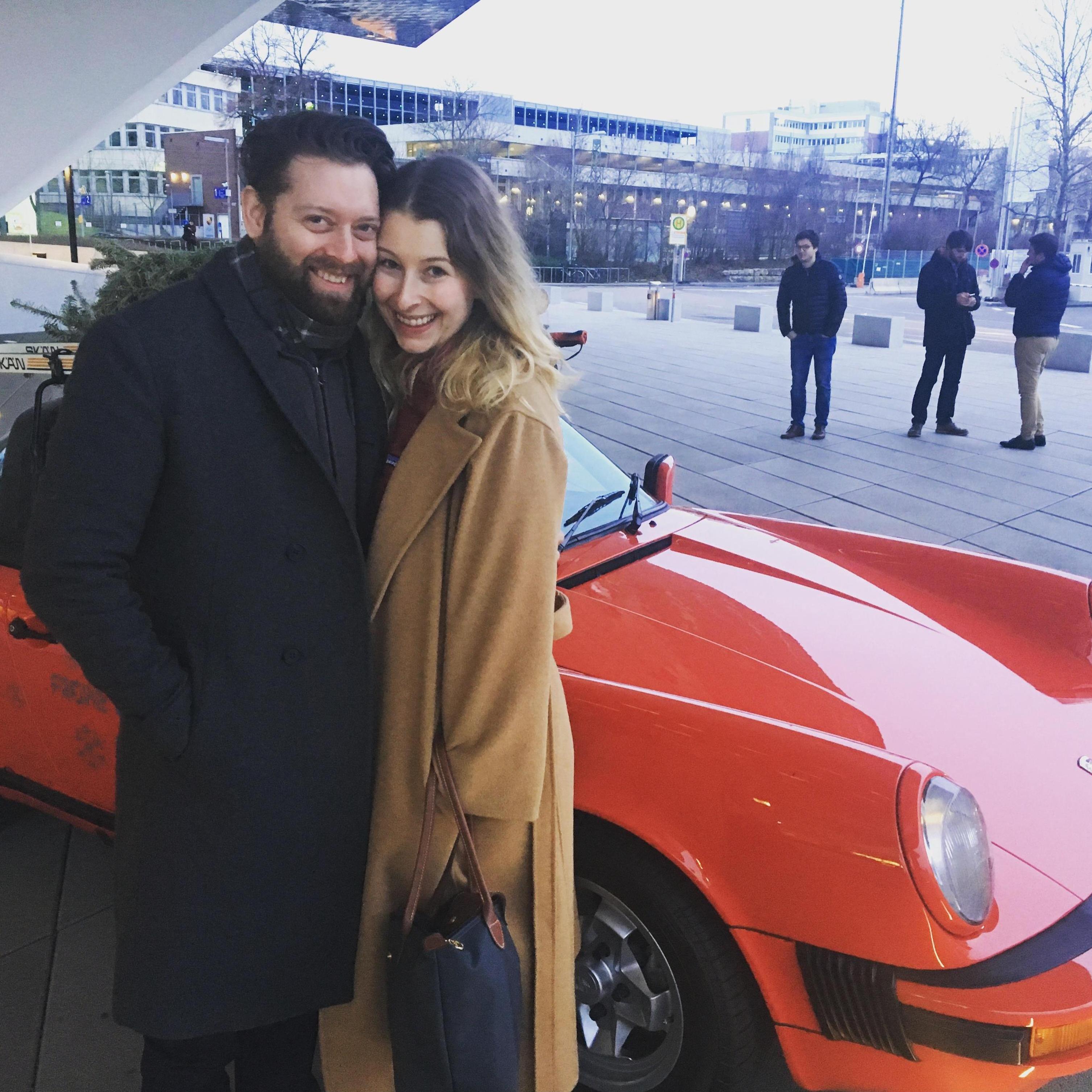 In front of the Porsche Museum in Germany 2017