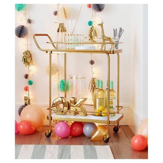 Metal Wood and Leather Bar Cart - Gold - Threshold™