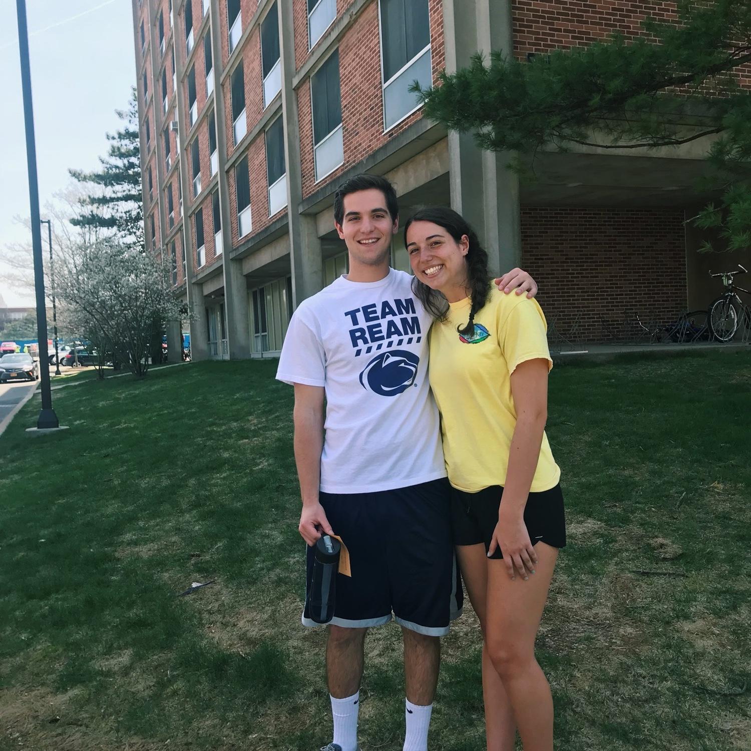 To compare -- Kolby & I in front of Snyder Hall at the end of freshman year