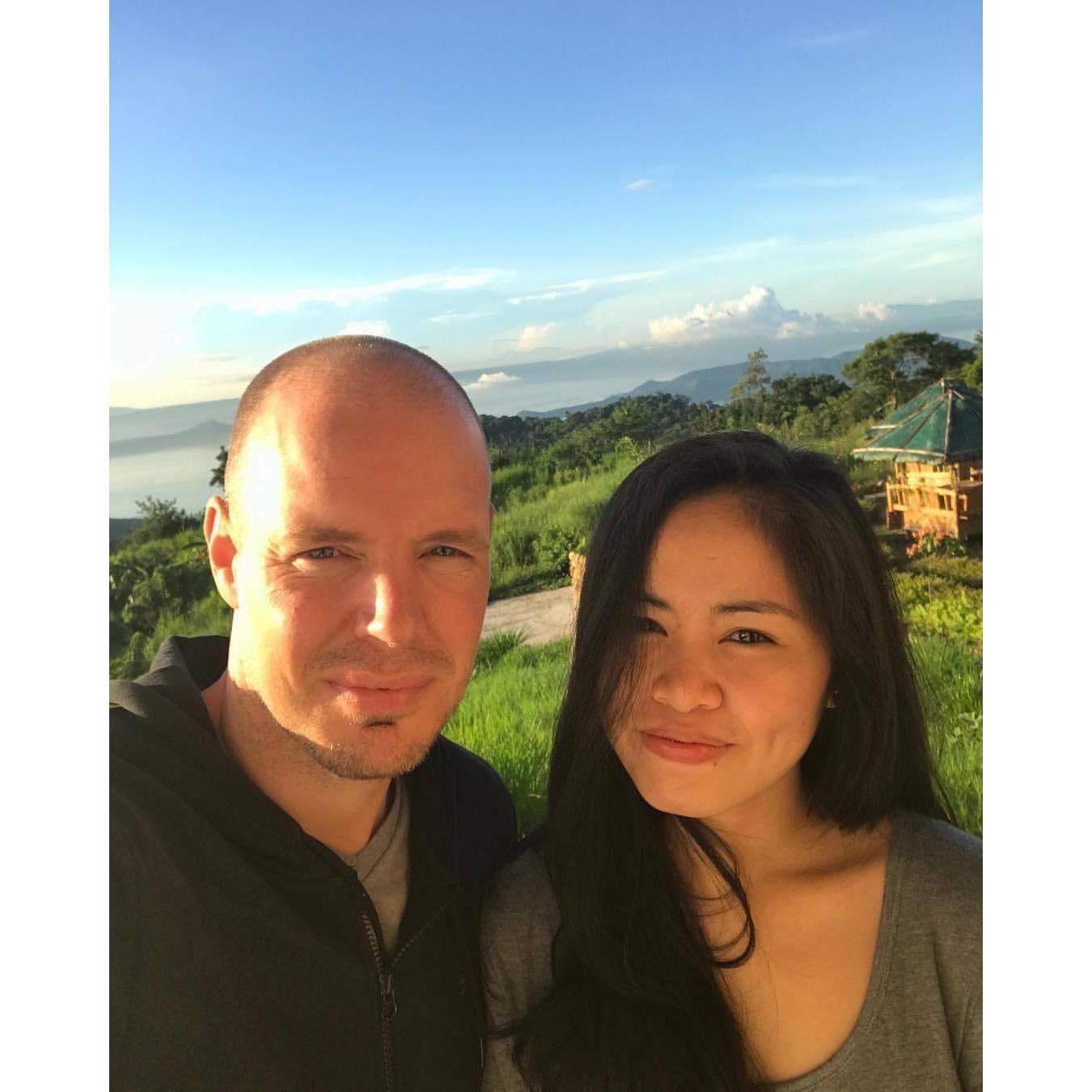 Behind us is the Taal Volcano, Philippines, 2017
