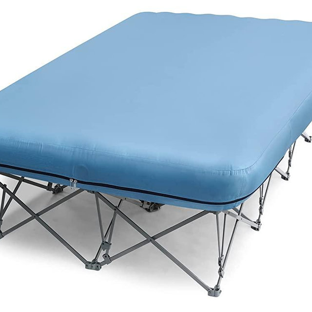 KAMPKEEPER 2 Person Camping Cot,Folding Camping Cot with Inflatable Air Mattress and Carry Bag,for Outdoor Travel Camp Beach Vacation,Supports 500 lbs(no Included The Airpump)