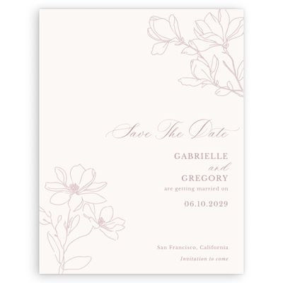 Beige Wedding Digital Save the Date - Magnolia Portrait
