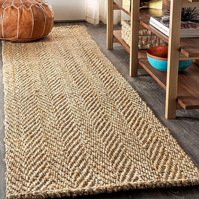 JONATHAN Y Espina Hand Woven Herringbone Chunky Jute Natural 2 ft. x 8 ft. Runner Rug, Farmhouse, Easy Cleaning, For Bedroom, Kitchen, Living Room,Natural Color