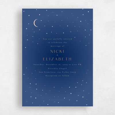 Dusty Cobalt, Blue Wedding Invitation - Cosima Portrait